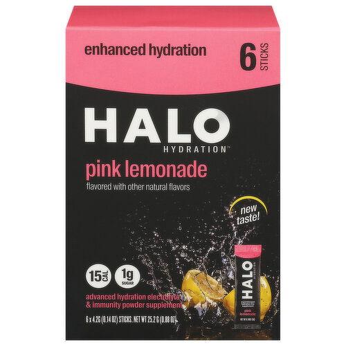 Halo Hydration Electrolyte, Pink Lemonade, Enhanced Hydration, Sticks