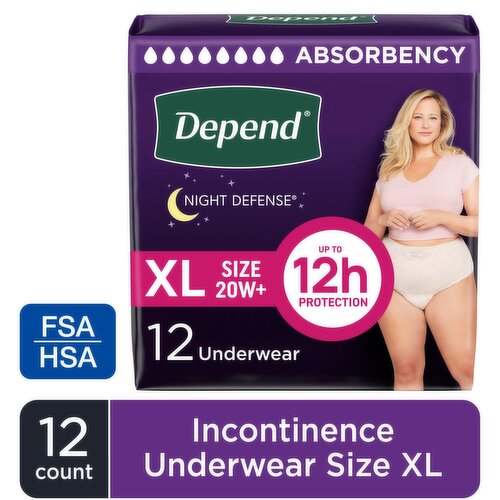 Depend Fresh Protection Incontinence Underwear for Women, Overnight, XL, Blush