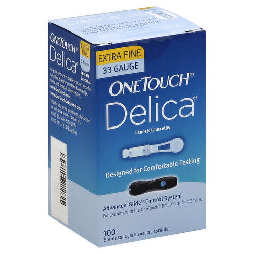 OneTouch Delica Lancets, Sterile, Extra Fine, 33 Gauge