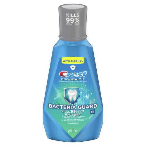 Crest Pro Health Pro-Health Bacteria Guard Mouthwash, Mint, CPC (cetylpyridinium chloride) Antigingivitis/Antiplaque Oral Rinse 1L (33.8 fl oz)