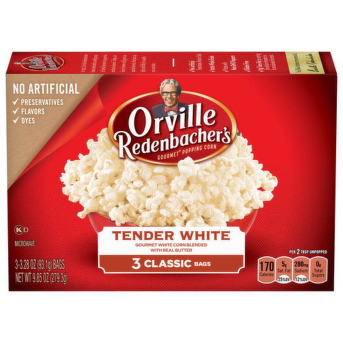 Orville Redenbacher's Tender White Gourmet Microwave Popcorn, Classic Bag