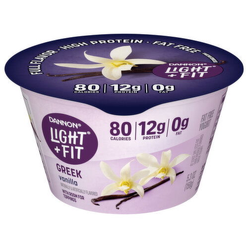 Dannon Light + Fit Yogurt, Fat Free, Vanilla, Greek