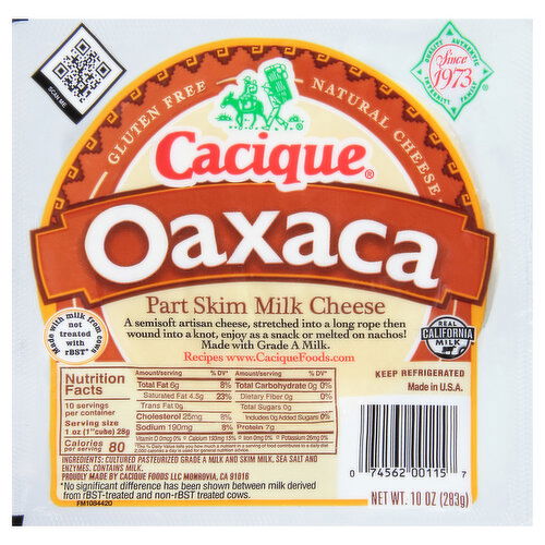 Cacique Cheese, Part Skim Milk, Oaxaca