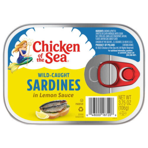 Chicken of the Sea Sardines, in Lemon Sauce, Wild-Caught