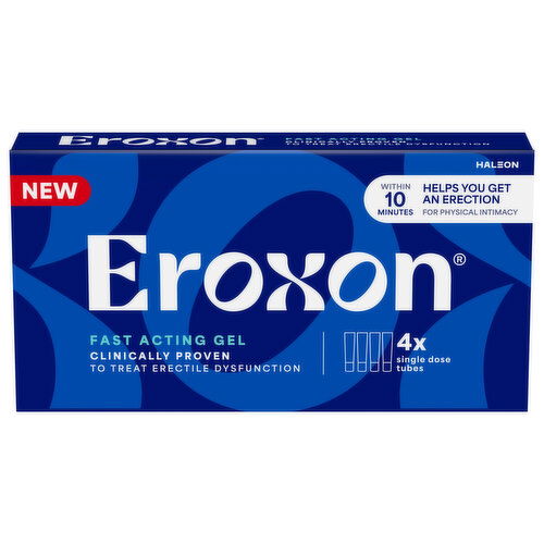 Eroxon Erectile Dysfunction Treatment Gel, New Clinically Proven Topical Gel, Helps Get An Erection Within 10 Minutes, 4 Single Use Tubes