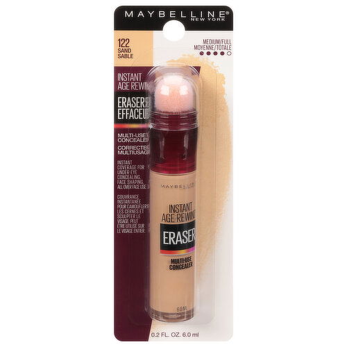 Maybelline Instant Age Rewind Concealer, Multi-Use, Eraser, Medium/Full, Sand 122
