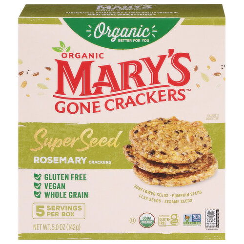 Mary's Gone Crackers Crackers, Organic, Super Seed, Rosemary