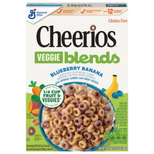 Cheerios Veggie Blends Cereal, Gluten Free, Blueberry Banana