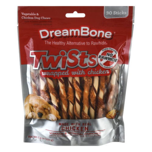 DreamBone Dog Chews, Twists Wrapped with Chicken