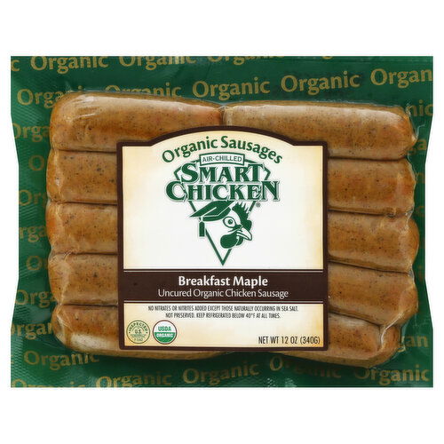 Smart Chicken Chicken Sausage, Organic, Breakfast Maple, Uncured