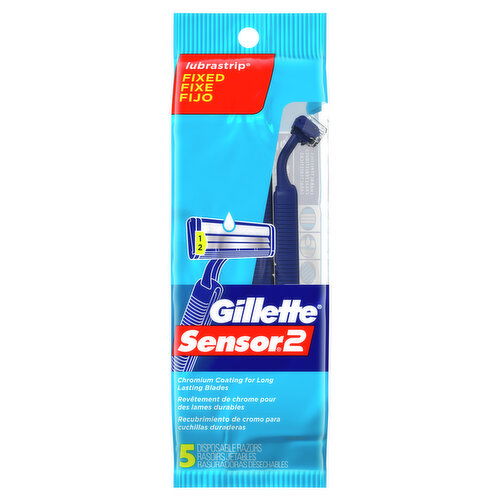 Gillette Sensor2 Men's Disposable Razors, 5 Ct