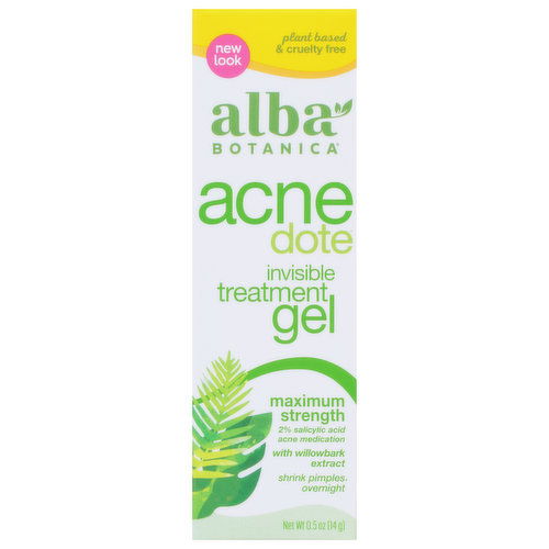 Alba Botanica Acne Dote Treatment Gel, Invisible, Maximum Strength