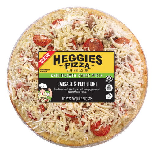 Heggies Pizza Sausage & Pepperoni, Cauliflower Crust