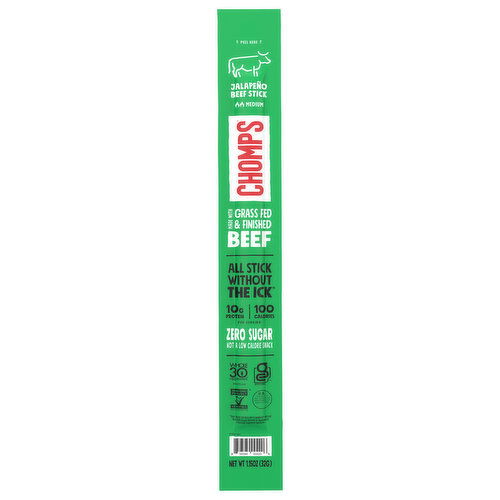 Chomps Zero Sugar Medium Jalapeno Beef Stick