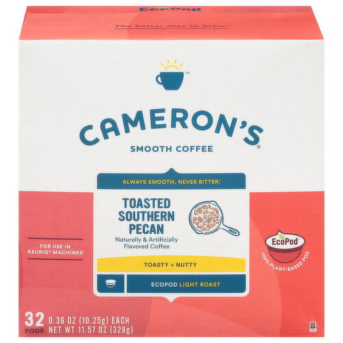 Cameron's Coffee, Smooth, Medium Roast, Toast Southern Pecan, Ecopod