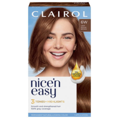 Nice’n Easy Hair Color, Permanent, Light Mocha Brown 6W
