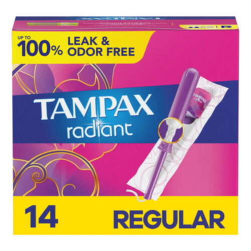 Tampax Radiant Radiant Tampons Regular Absorbency, 14 Count