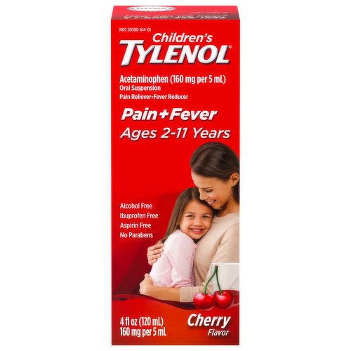 Tylenol Children's Pain + Fever, 160 mg, Cherry Flavor, Ages 2-11 Years