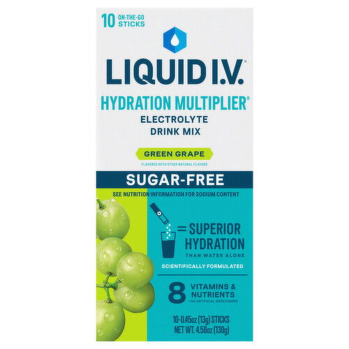 Liquid I.V. Hydration Multiplier Sugar-Free Green Grape Electrolyte Drink Mix