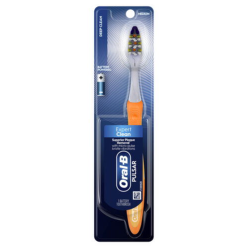 Oral-B Pulsar Vibrating Expert Clean Pulsar Toothbrush, Vibrating Battery Toothbrush, Medium, 1 Count