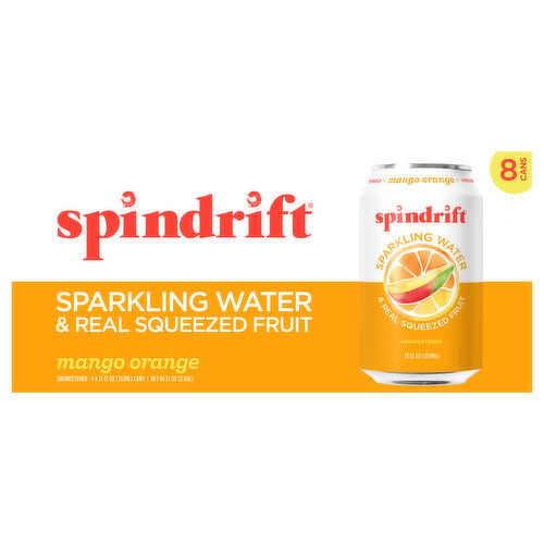 Spindrift Sparkling Water, Mango Orange, Unsweetened