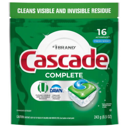 Cascade Complete Dishwasher Detergent, Fresh Scent, ActionPacs