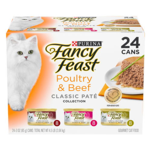 Fancy Feast Grain Free Pate Wet Cat Food Variety Pack, Poultry & Beef Collection