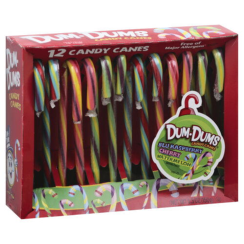 Dum Dums Candy Canes, Blu Raspberry, Cherry, Watermelon