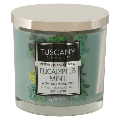 Tuscany Candle Candle, Eucalyptus Mint, Premium Satin Wax