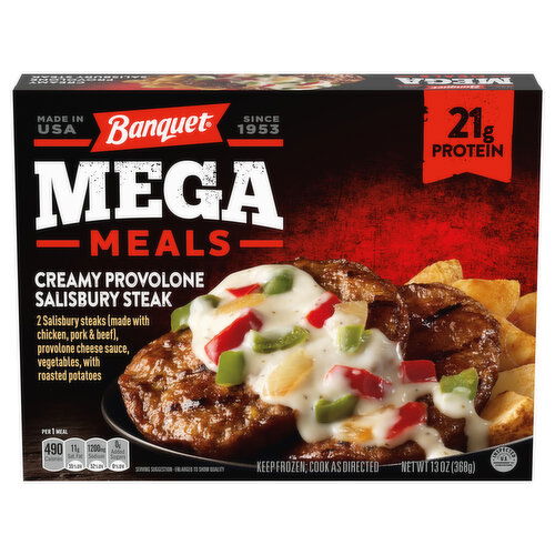 Banquet Mega Meals, Creamy Provolone Salisbury Steak