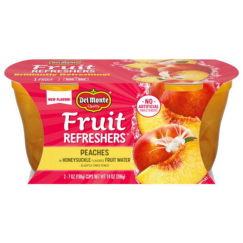 Del Monte Fruit Refreshers Slightly Sweetened Peaches in Honeysuckle Flavored Fruit Water