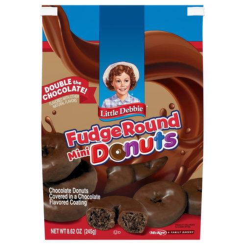 Little Debbie Donuts, Mini, Fudge Round, Chocolate