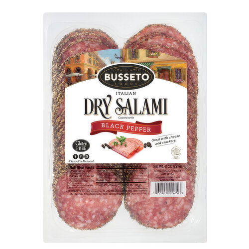 Busseto Classico Salami, Italian Dry, Black Pepper Coated