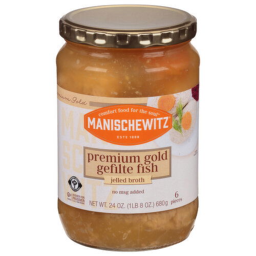 Manischewitz Jelled Broth, Premium Gold Gefilte Fish