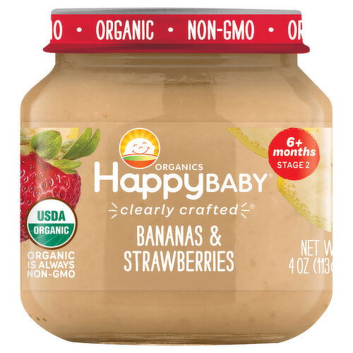 Happy Baby Organics Organic Stage 2 (6+ Months) Bananas & Strawberries