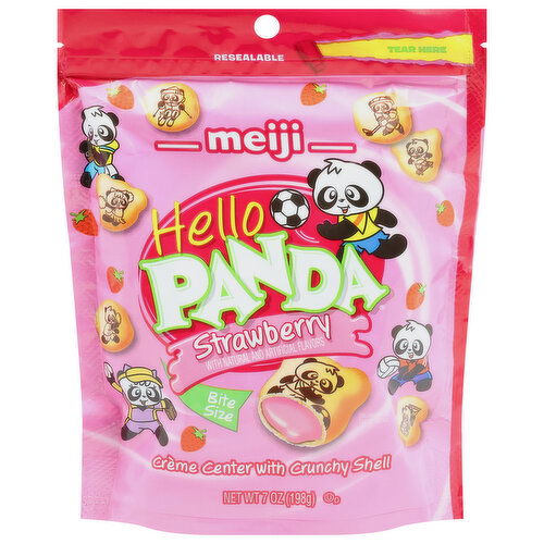 Hello Panda Creme Center, with Crunchy Shell, Strawberry, Bite Size