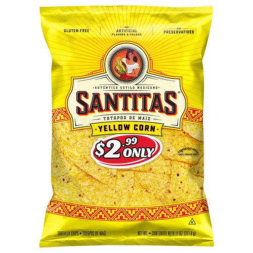 Santitas Tortilla Chips, Yellow Corn