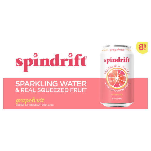 Spindrift Sparkling Water, Grapefruit, Unsweetened