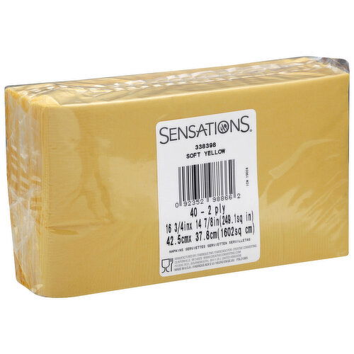 Sensations Napkins, Soft Yellow, 2 Ply