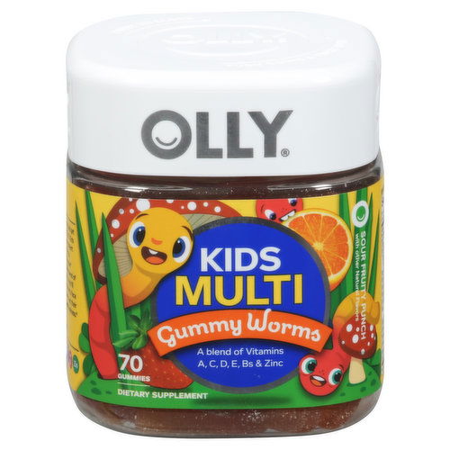 Olly Gummy Worms, Multi, Sour Fruity Punch, Kids