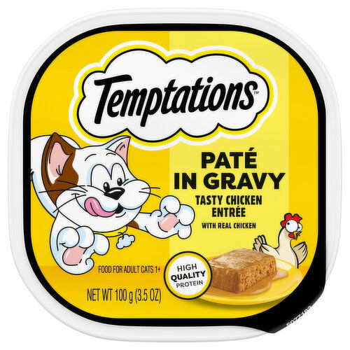 Temptations Cat Food, Tasty Chicken Entree with Real Chicken, Pate in Gravy, Pate in Gravy, Adult 1+