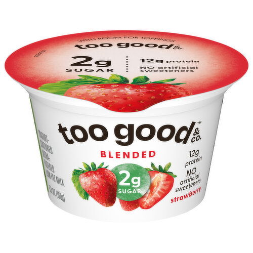 Too Good & Co. Yogurt, Cultured, Ultra-Filtered, Low Fat Milk, Strawberry, Blended