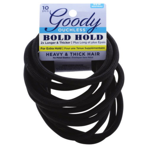 Goody Ouchless Elastics, No-Metal, Bold Hold, Heavy & Thick Hair