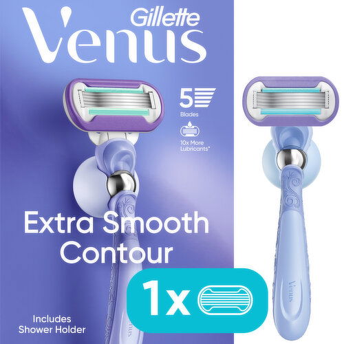 Venus Extra Smooth Contour Women's Razor, 1 Blade Refill + Shower Holder