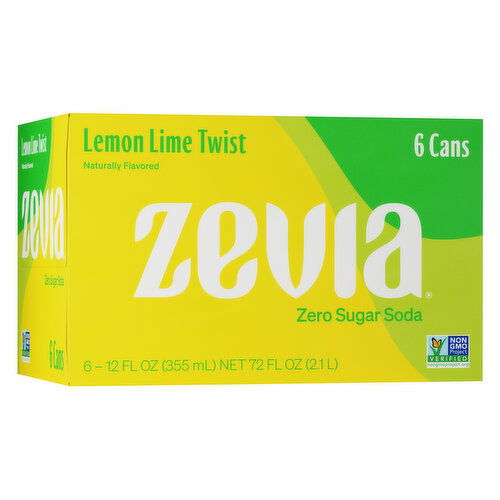 Zevia Soda, Zero Calorie, Lemon Lime Twist