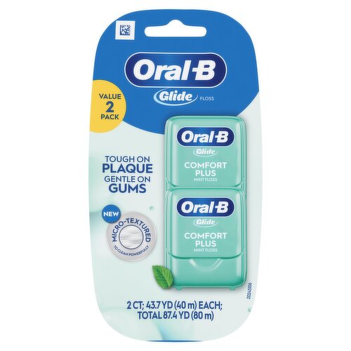 Oral-B Comfort Plus Glide Comfort Plus Dental Floss, Extra Soft, Value 2 Pack (40m Each)