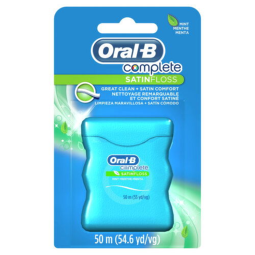 Oral-B Satin Complete Mint SatinFloss, Dental Floss, Comfort Grip, 50m