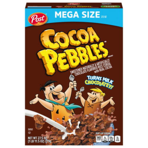 Cocoa Pebbles Cereal, Chocolate Flavored, Mega Size