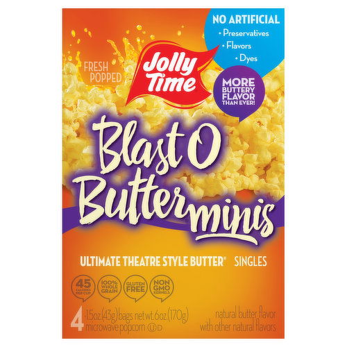 Jolly Time Microwave Popcorn, Blast O Butter, Minis, Singles