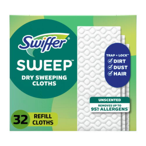 Swiffer Sweeper Sweep + Mop, Dry Pads Refill, Floor Cleaner, Unscented